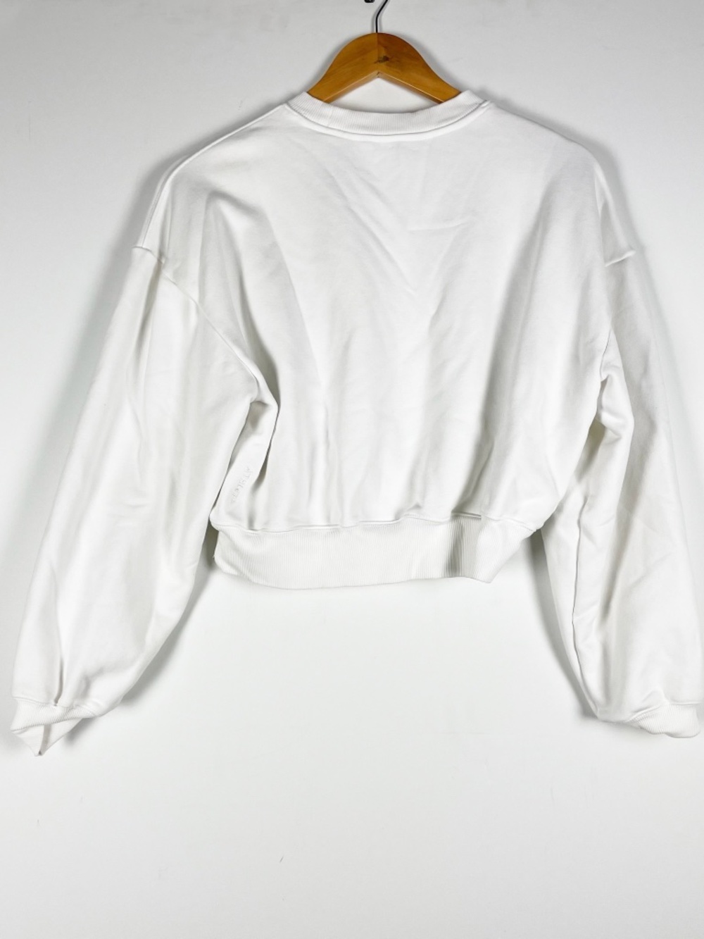 Athleta Women's Cotton Stretch Terry Crop Crew Pullover Sweatshirt Sweater White - Picture 4 of 4